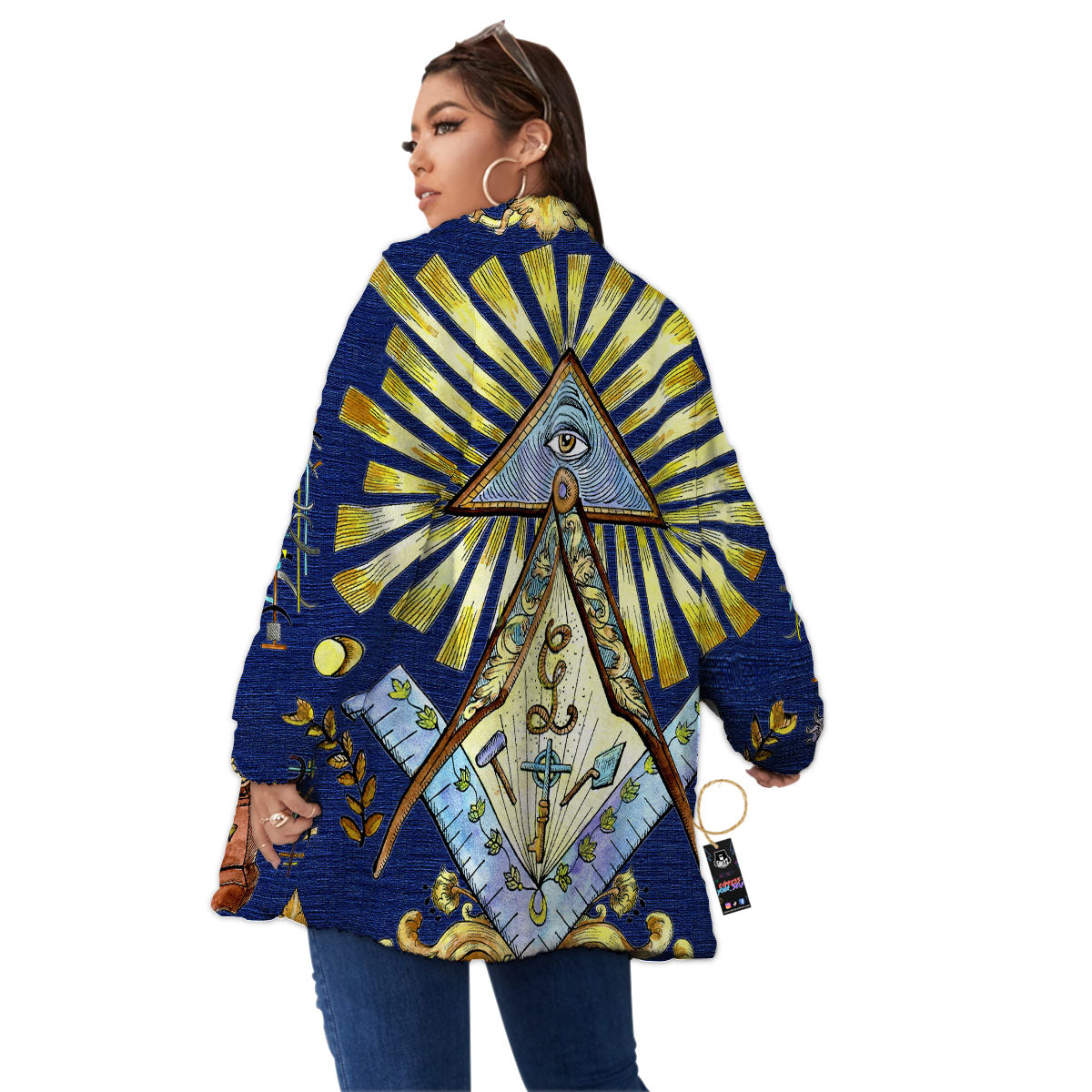 Freemasonry Masonic Vintage Print Women's Sherpa Jacket-grizzshop