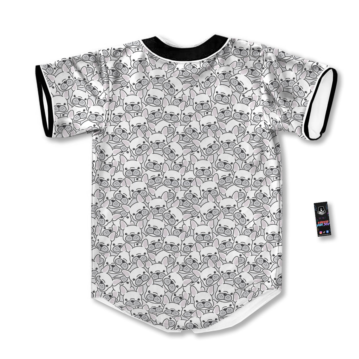 French Bulldog Cartoon Print Pattern Baseball Jersey-grizzshop