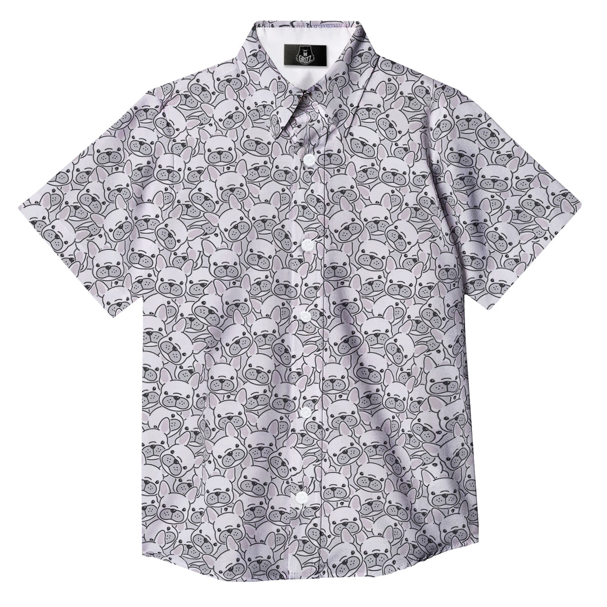 French Bulldog Cartoon Print Pattern Button Up Shirt-grizzshop
