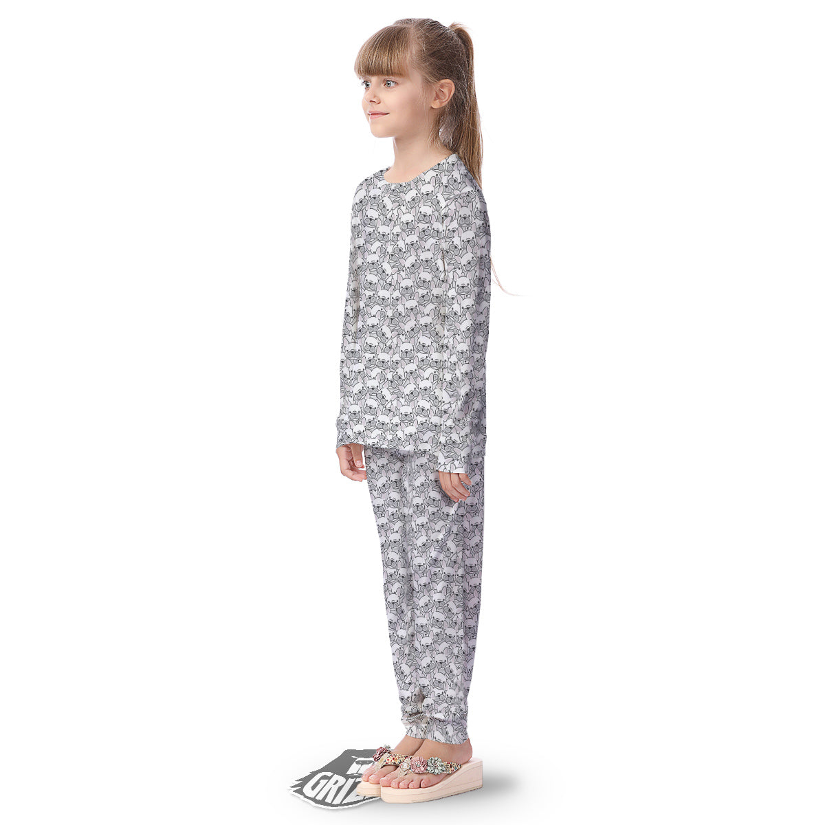 French Bulldog Cartoon Print Pattern Kid's Pajamas-grizzshop