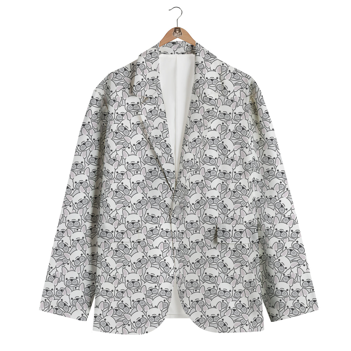 French Bulldog Cartoon Print Pattern Men's Blazer-grizzshop