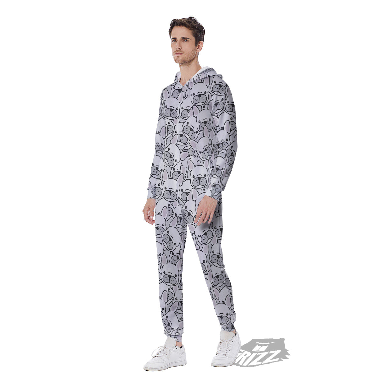 French Bulldog Cartoon Print Pattern Men's Jumpsuit-grizzshop