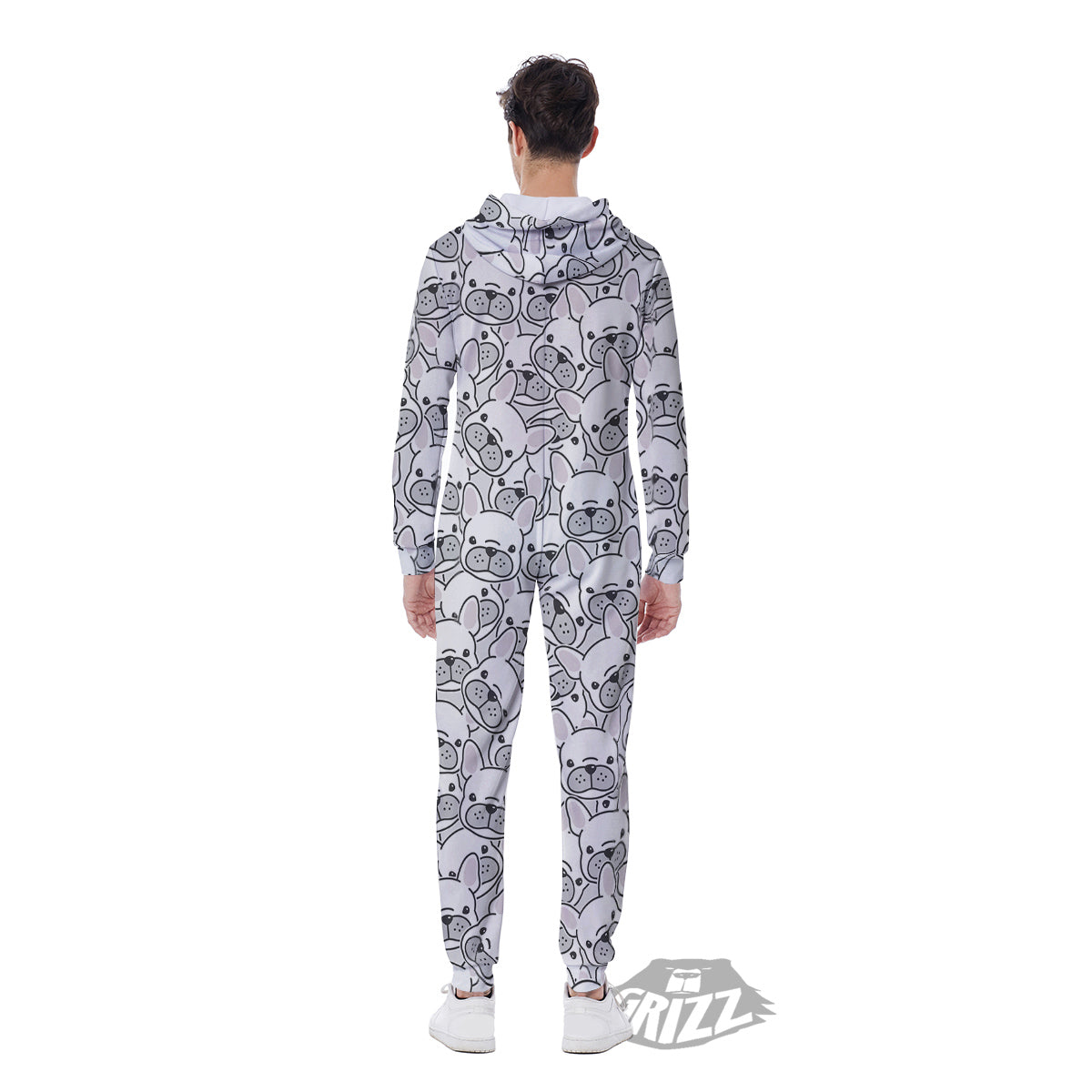 French Bulldog Cartoon Print Pattern Men's Jumpsuit-grizzshop