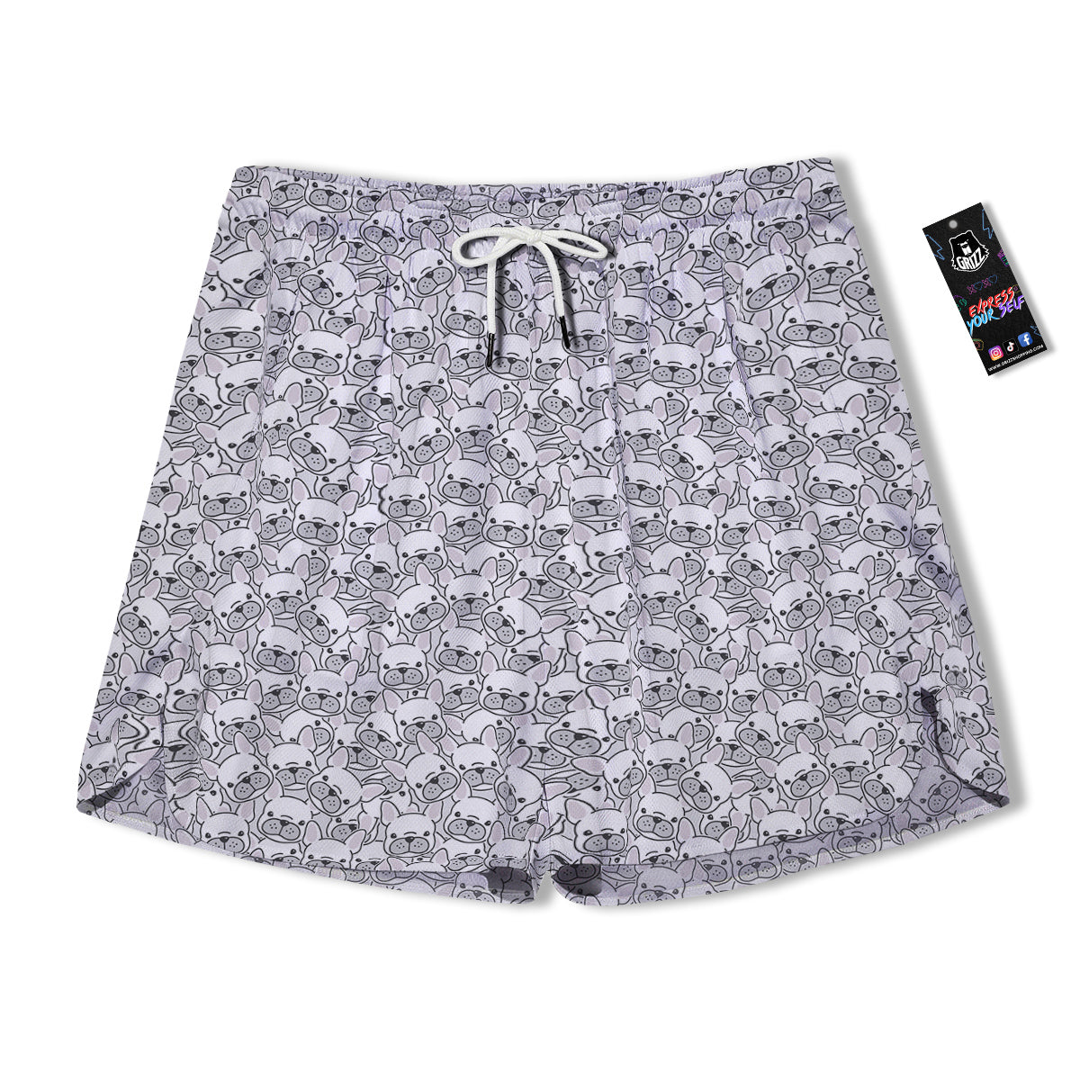 French Bulldog Cartoon Print Pattern Men's Running Shorts-grizzshop