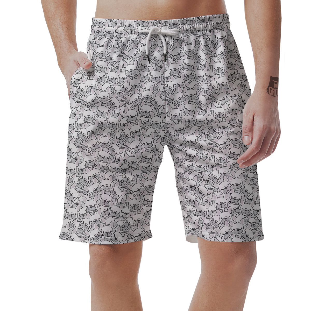 French Bulldog Cartoon Print Pattern Men's Shorts-grizzshop