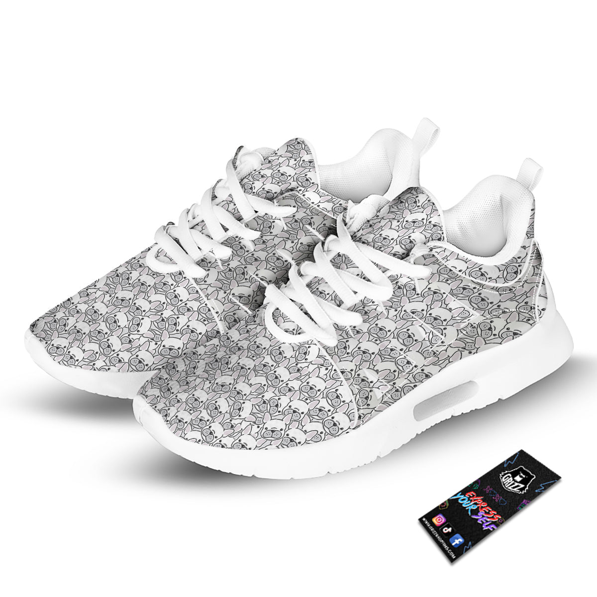 French Bulldog Cartoon Print Pattern Tennis Shoes-grizzshop