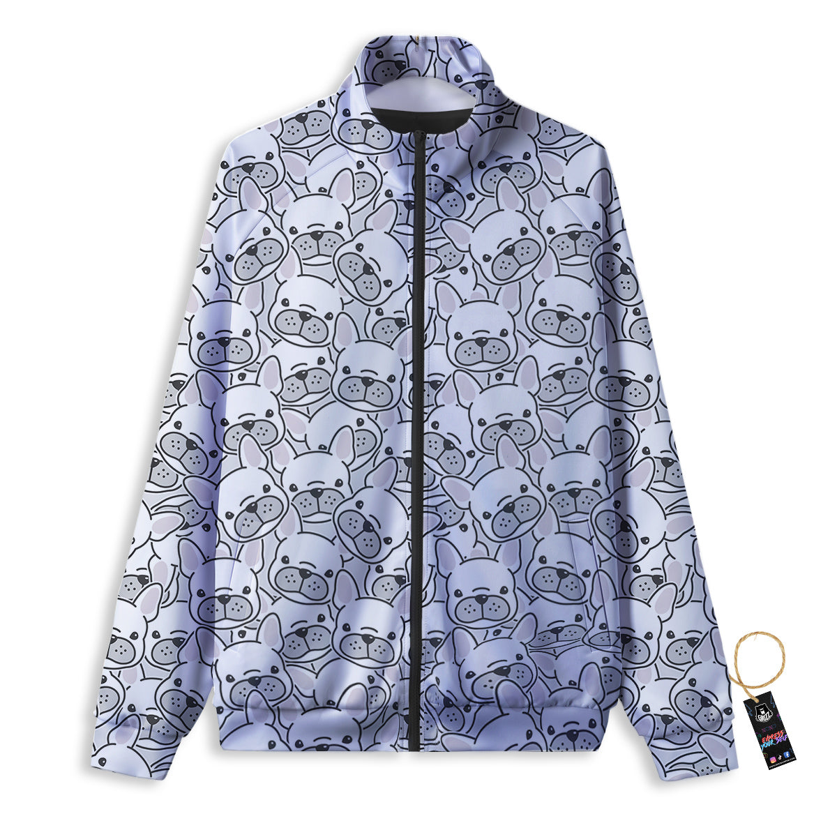 French Bulldog Cartoon Print Pattern Track Jacket-grizzshop