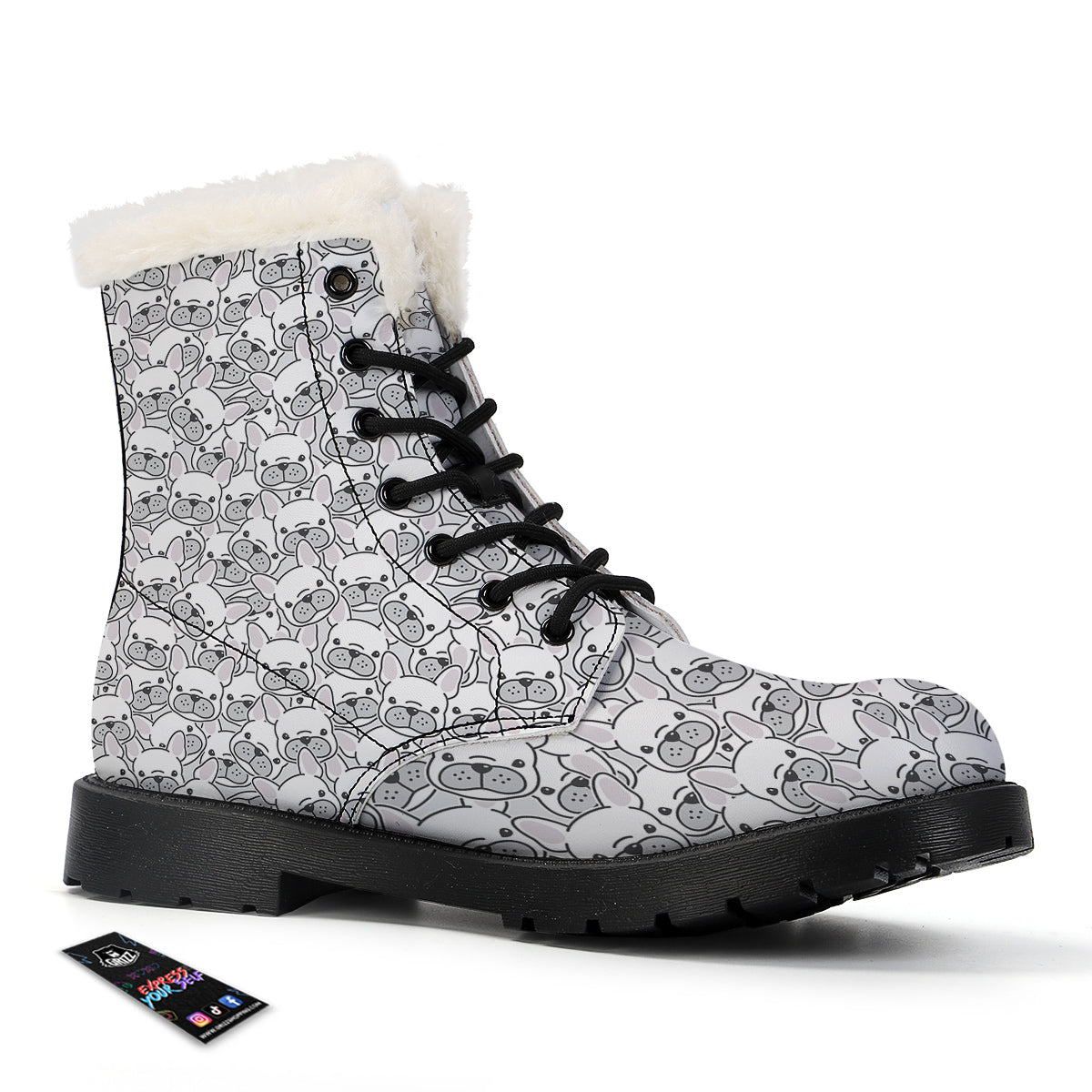 French Bulldog Cartoon Print Pattern Winter Boots-grizzshop
