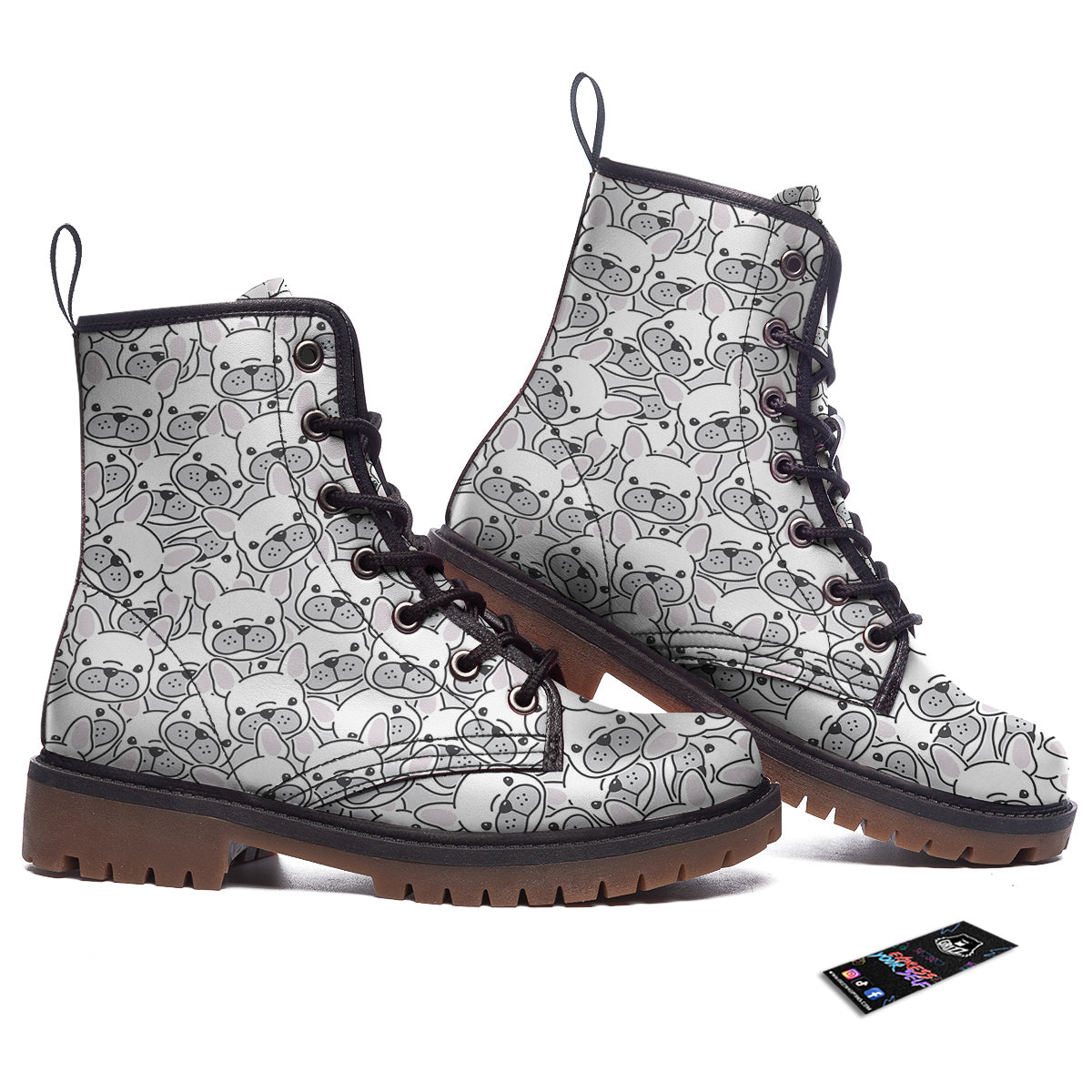 French Bulldog Cartoon Print Pattern Work Boots-grizzshop