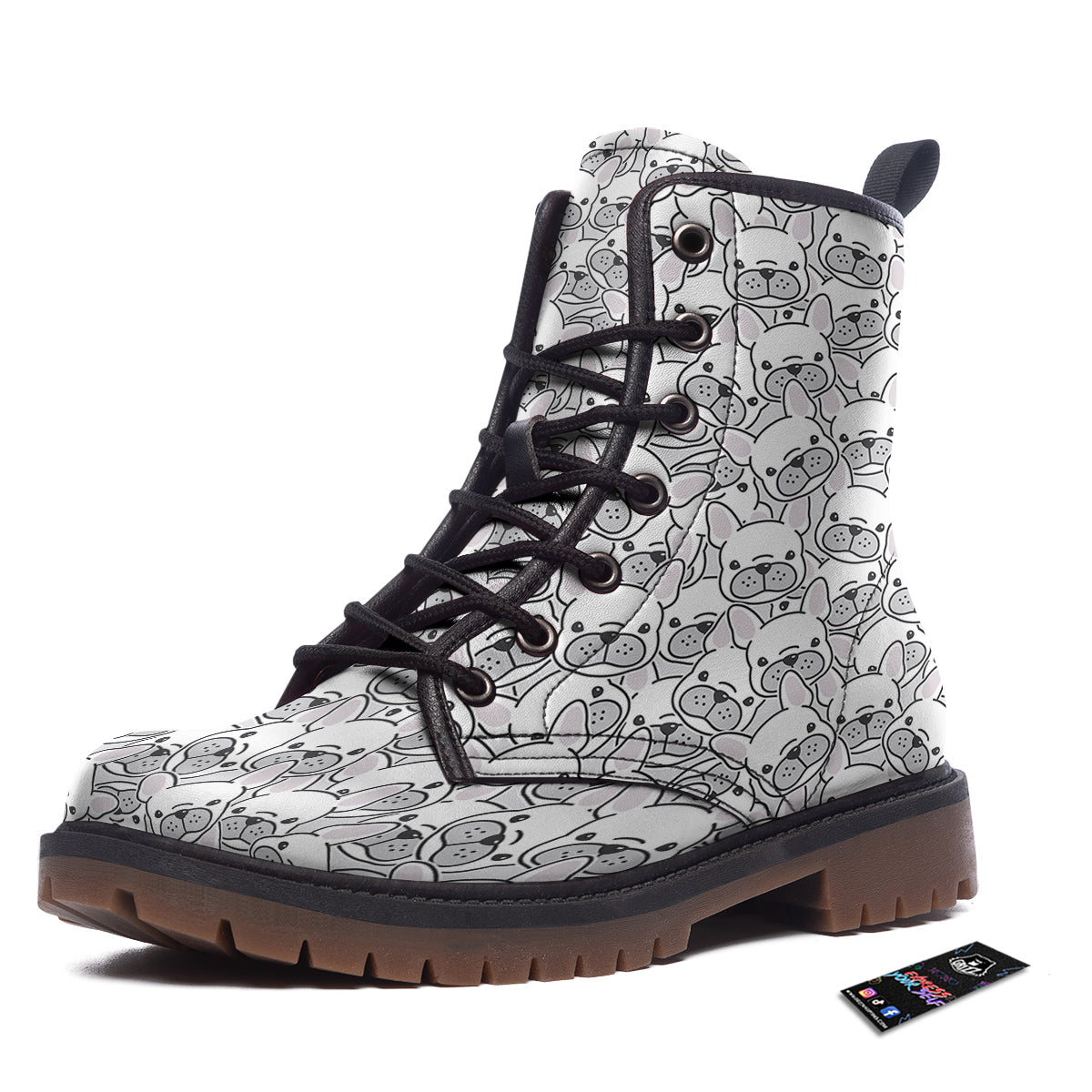 French Bulldog Cartoon Print Pattern Work Boots-grizzshop