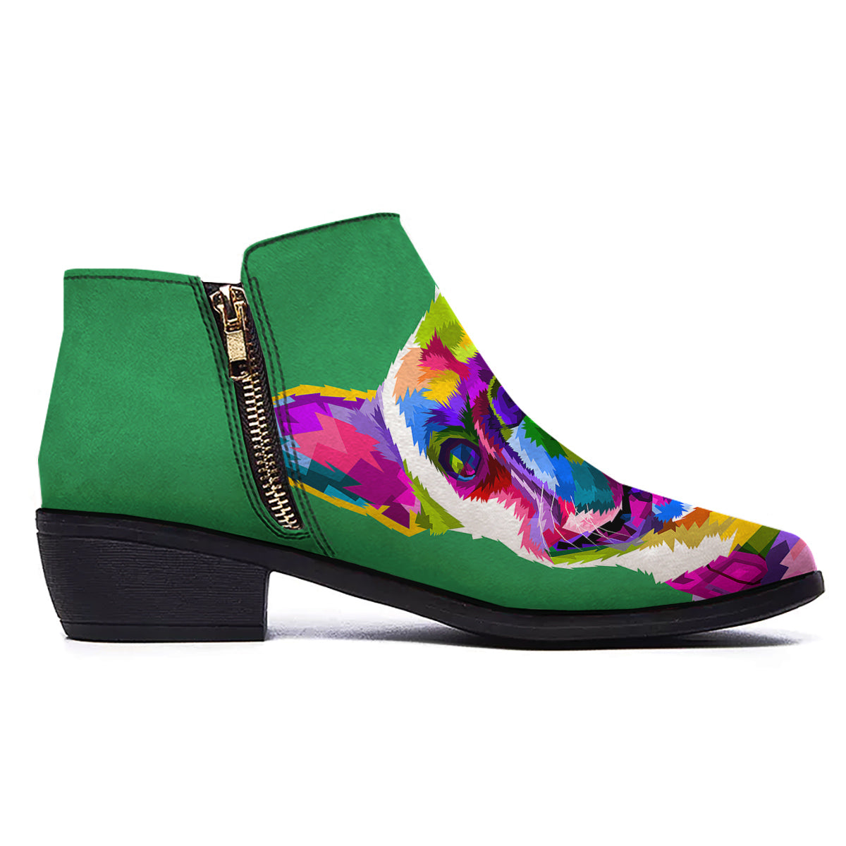 French Bulldog Coloful Print Ankle Boots-grizzshop