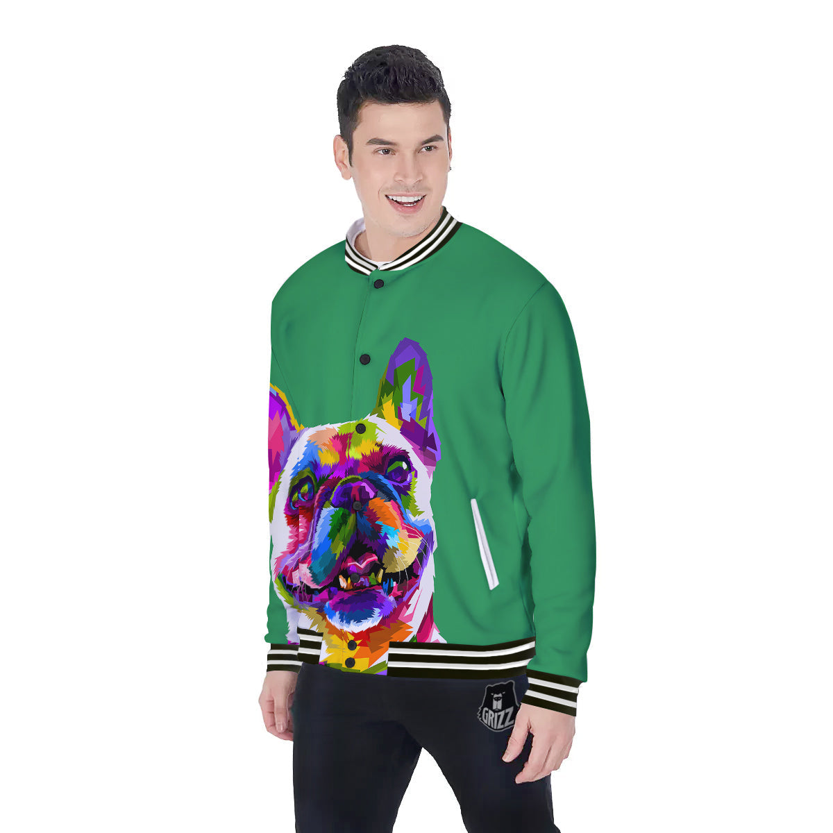 French Bulldog Coloful Print Baseball Jacket-grizzshop