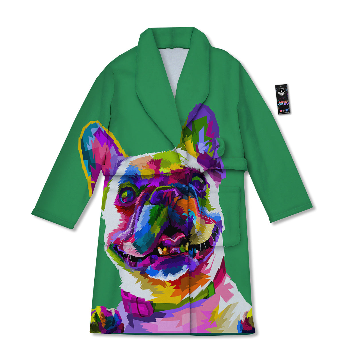 French Bulldog Coloful Print Bathrobe-grizzshop