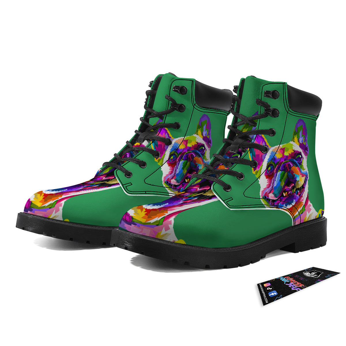French Bulldog Coloful Print Boots-grizzshop