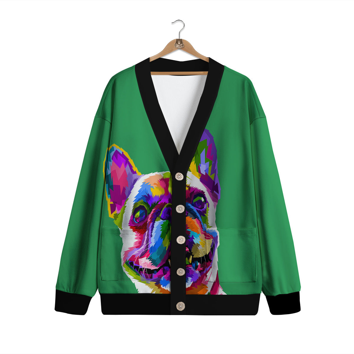 French Bulldog Coloful Print Cardigan-grizzshop