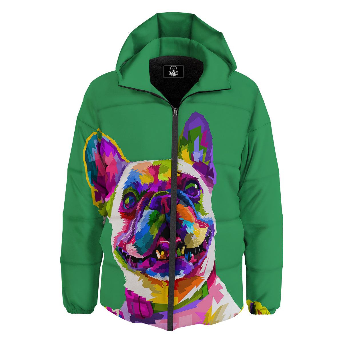 French Bulldog Coloful Print Down Jacket-grizzshop