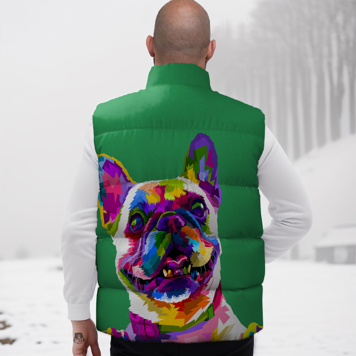 French Bulldog Coloful Print Down Vest