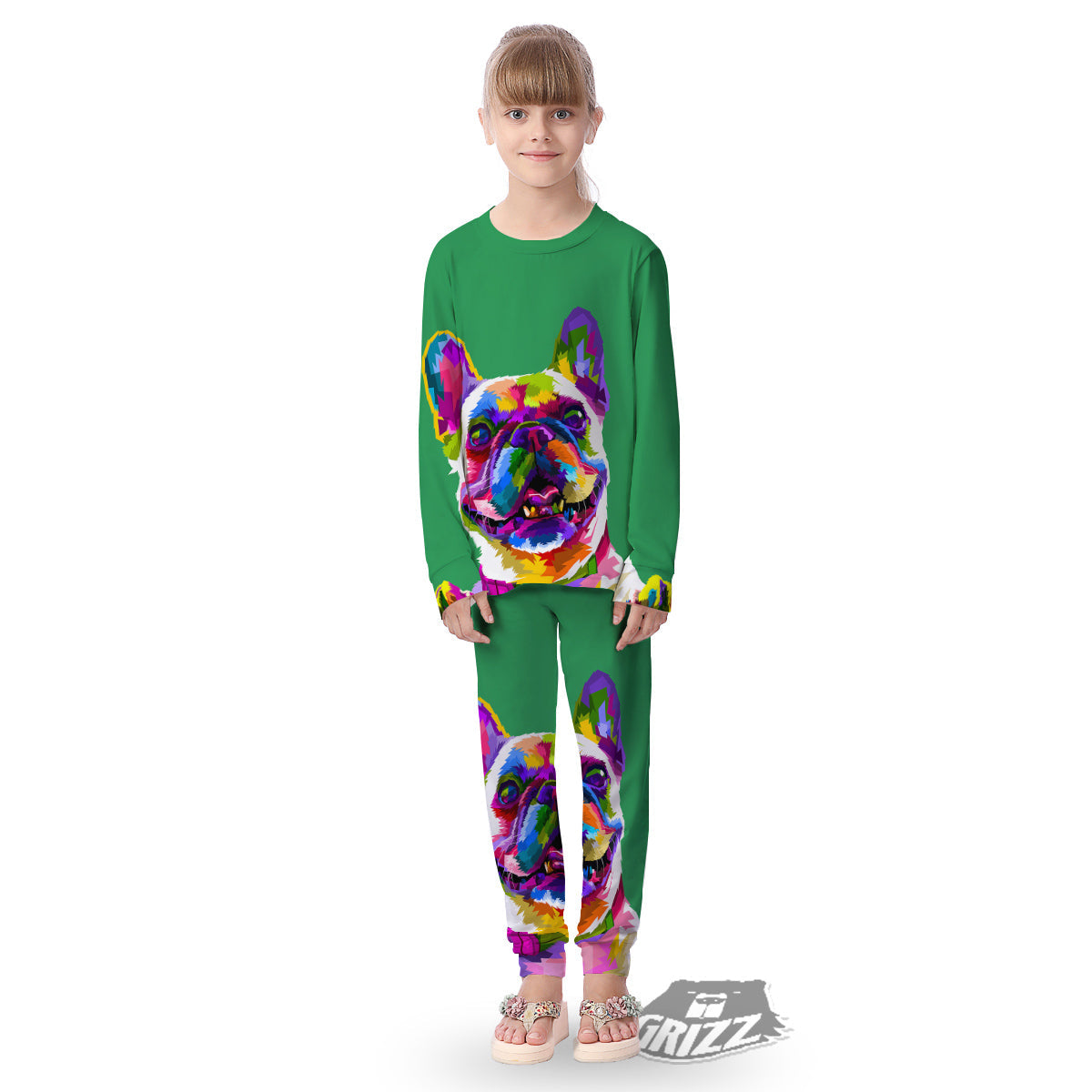 French Bulldog Coloful Print Kid's Pajamas-grizzshop
