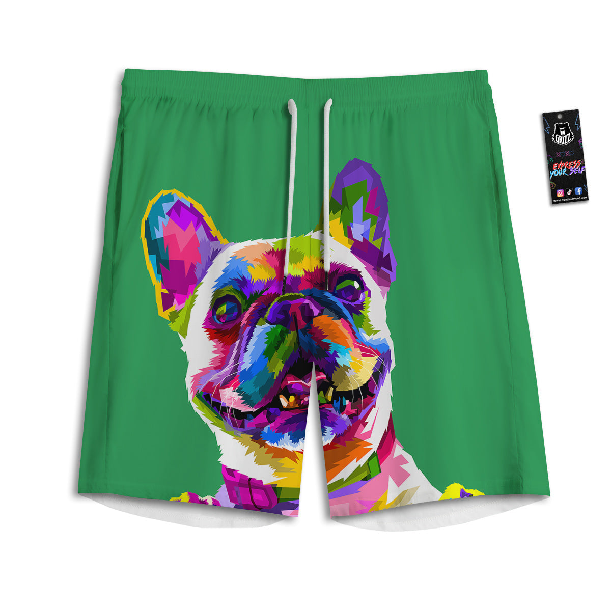 French Bulldog Coloful Print Men's Athletic Shorts