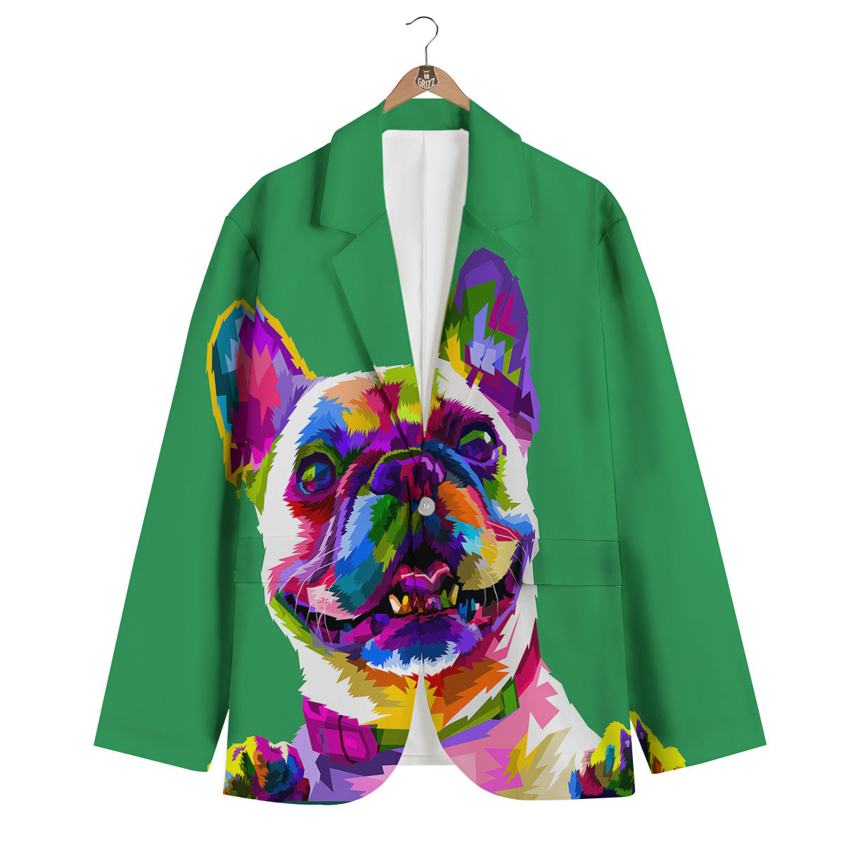 French Bulldog Coloful Print Men's Blazer-grizzshop