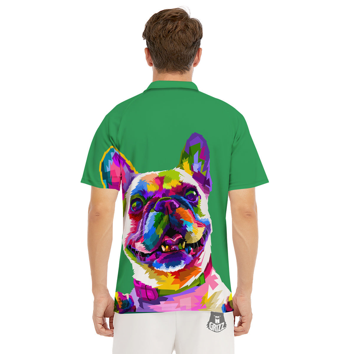 French Bulldog Coloful Print Men's Golf Shirts-grizzshop