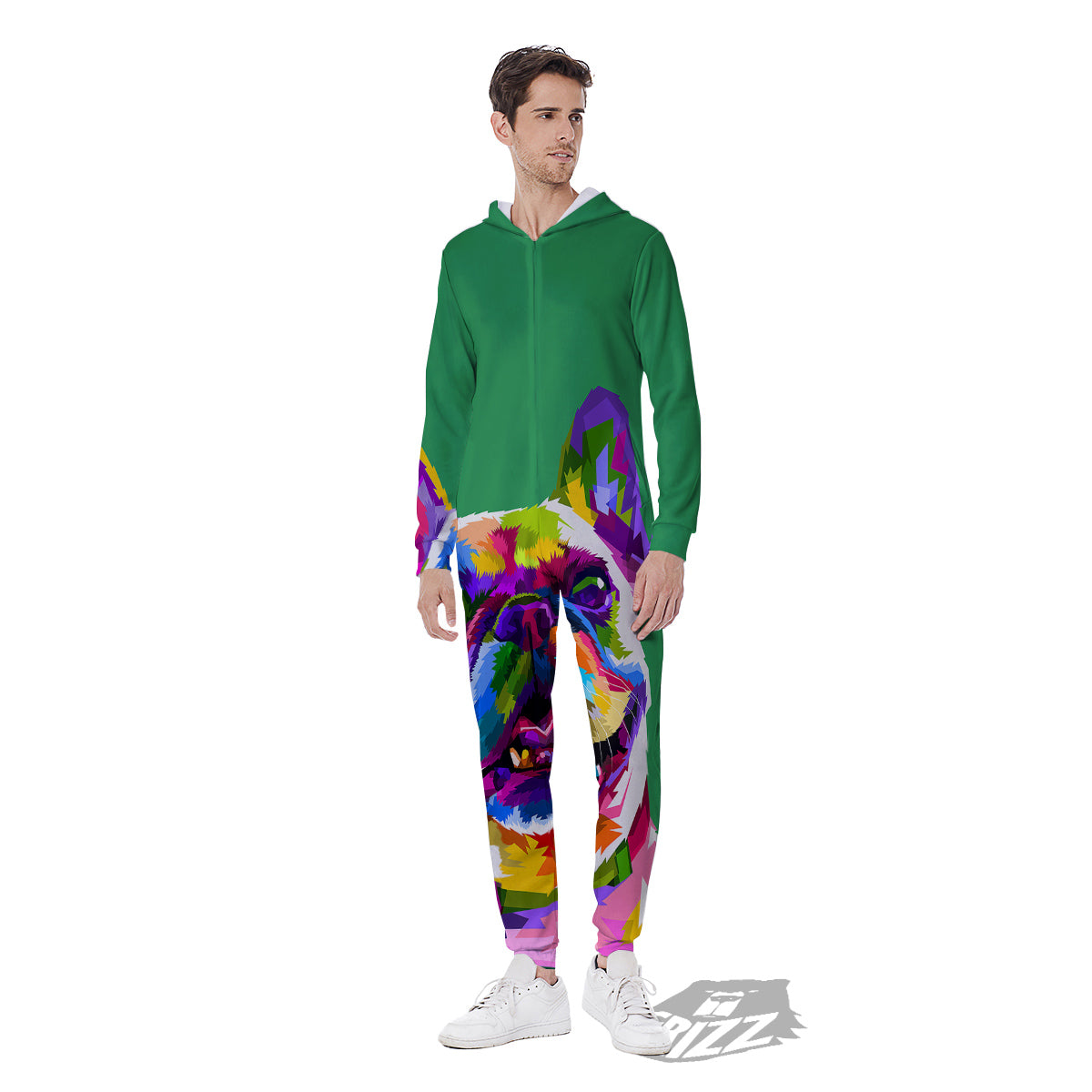 French Bulldog Coloful Print Men's Jumpsuit-grizzshop