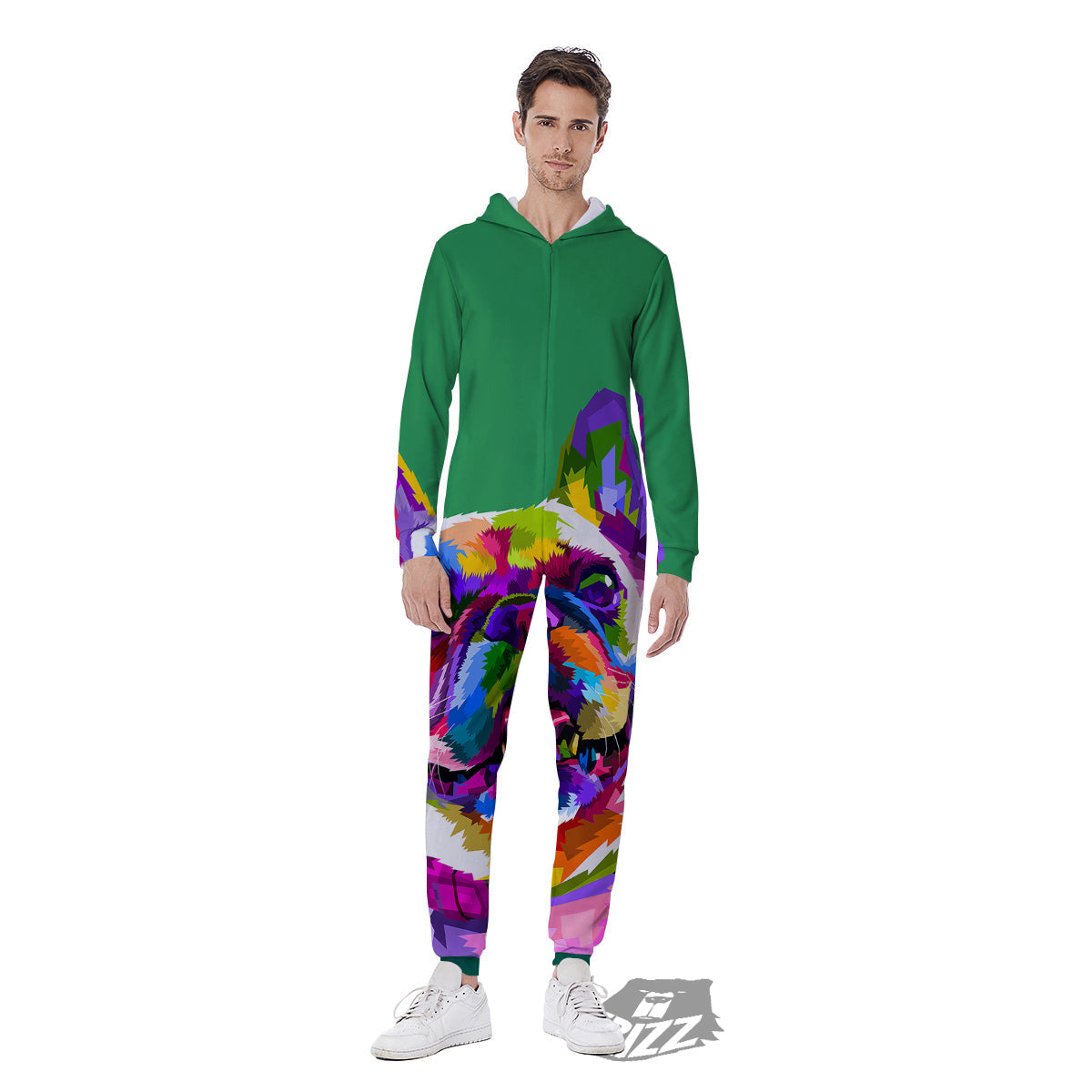 French Bulldog Coloful Print Men's Jumpsuit-grizzshop