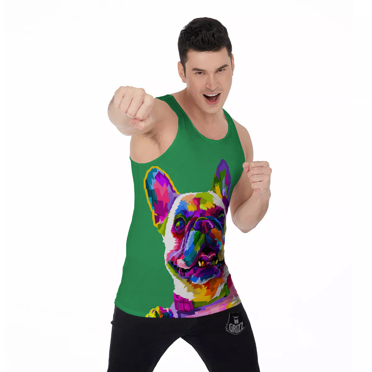 French Bulldog Coloful Print Men's Tank Top-grizzshop