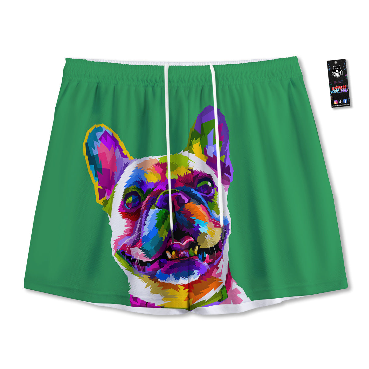 French Fries Doodle Print Pattern Mesh Shorts