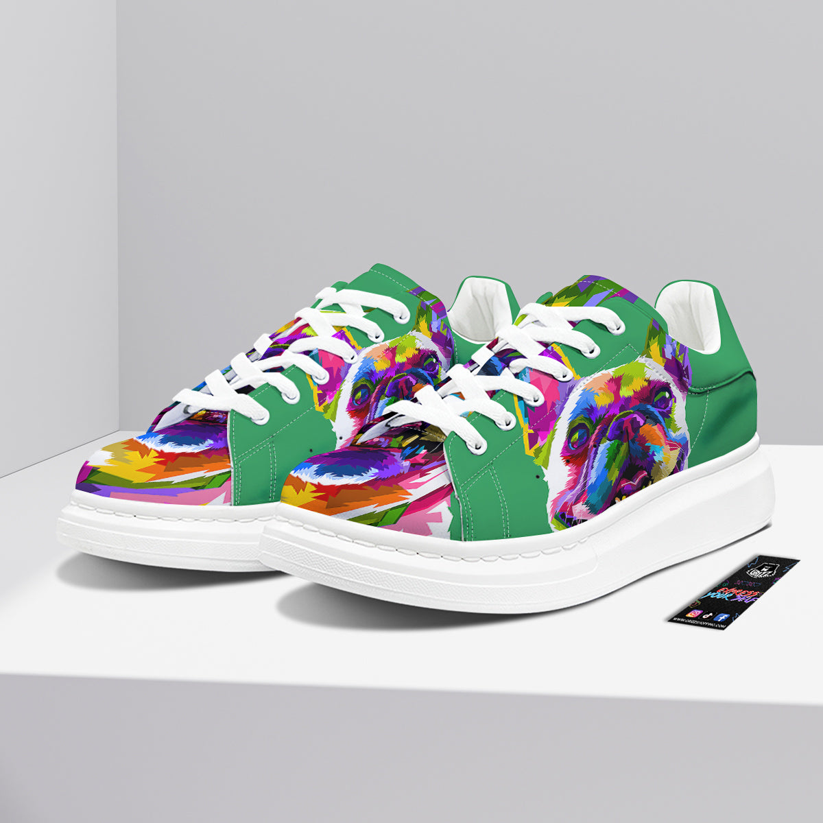 French Bulldog Coloful Print Platform Shoes-grizzshop