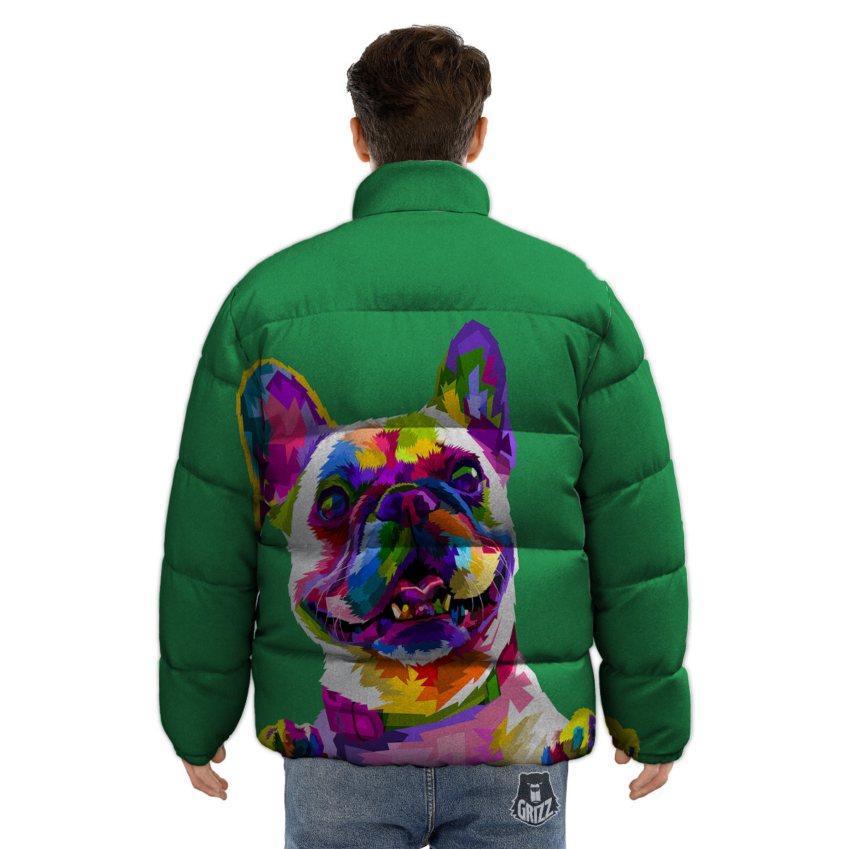 French Bulldog Coloful Print Puffer Jacket-grizzshop