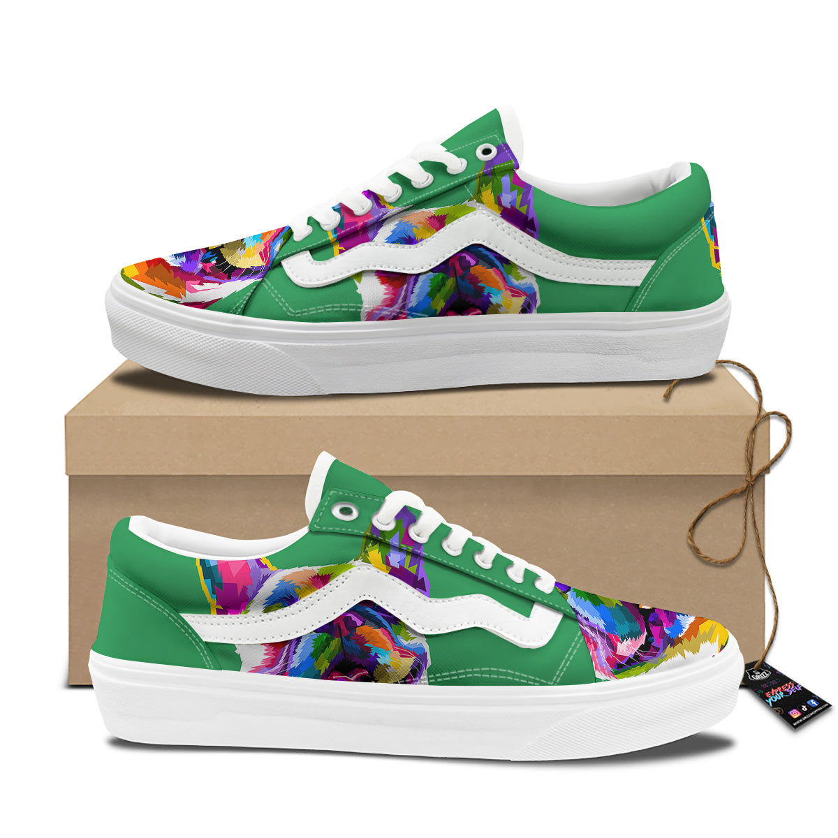 French Bulldog Coloful Print Skate Shoes-grizzshop