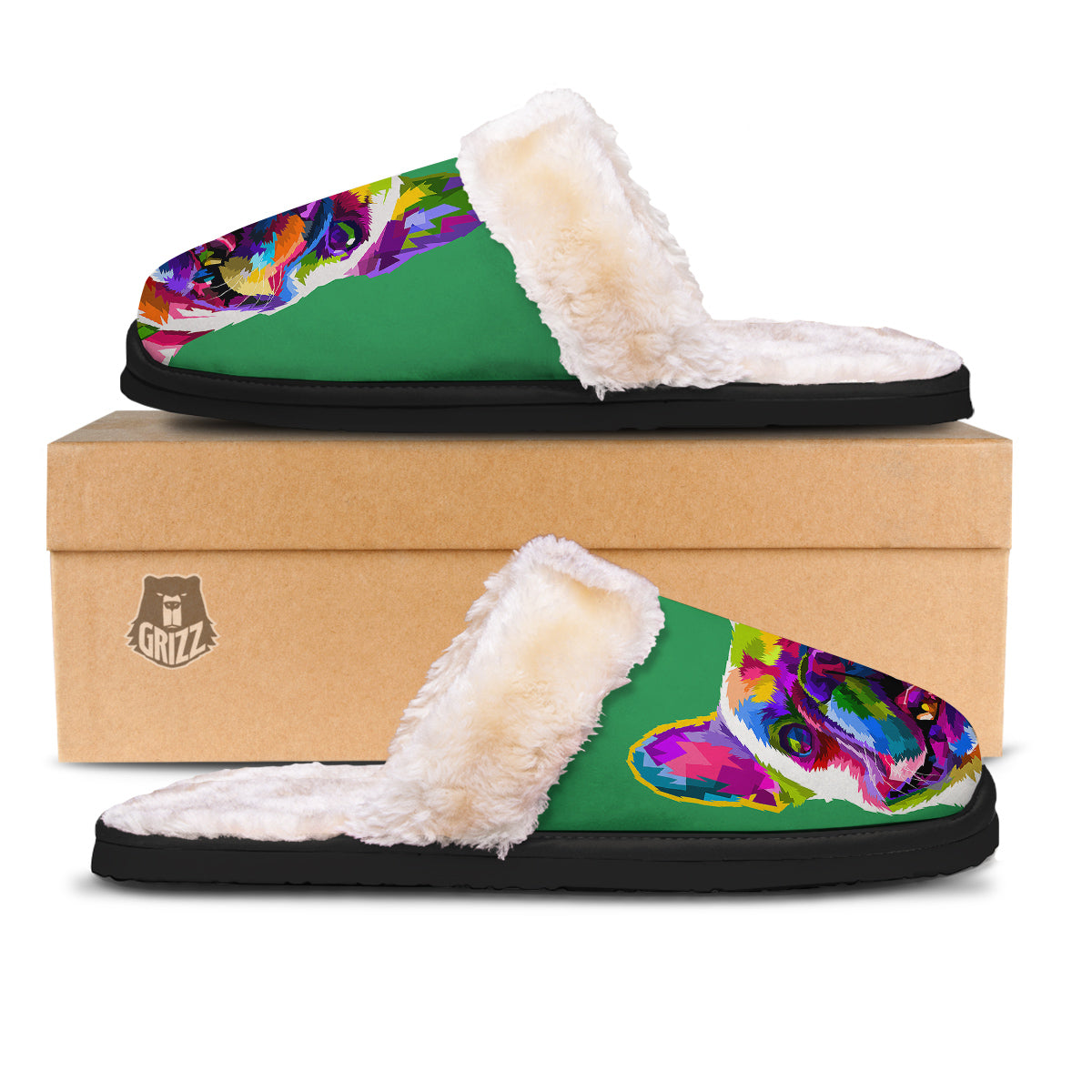 French Bulldog Coloful Print Slippers-grizzshop