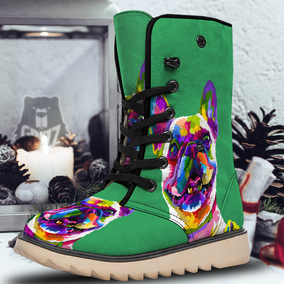 French Bulldog Coloful Print Snow Boots-grizzshop