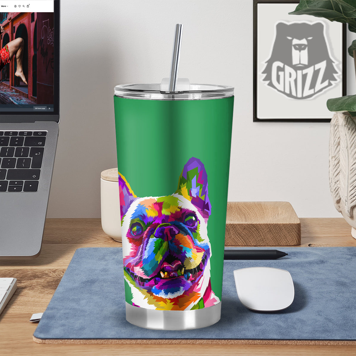 French Bulldog Coloful Print Tumbler-grizzshop