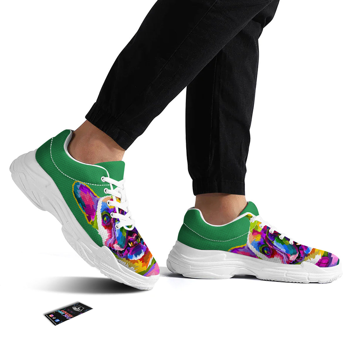 French Bulldog Coloful Print White Chunky Shoes-grizzshop