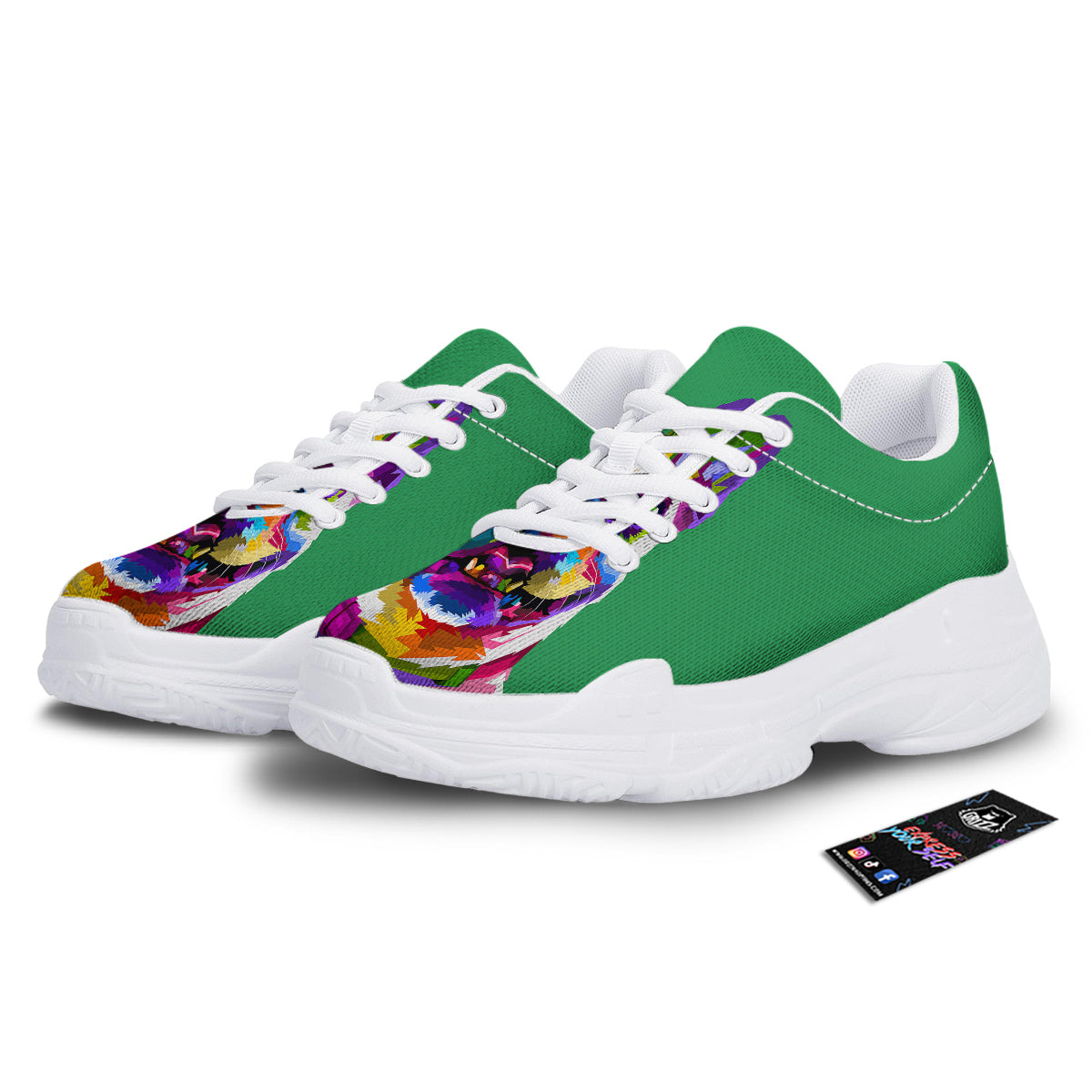French Bulldog Coloful Print White Chunky Shoes-grizzshop