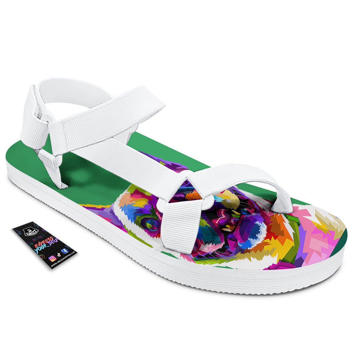French Bulldog Coloful Print White Open Toe Sandals-grizzshop