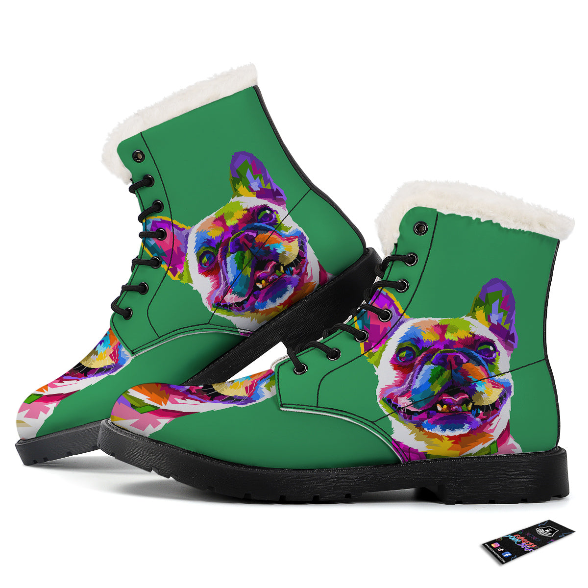 French Bulldog Coloful Print Winter Boots-grizzshop