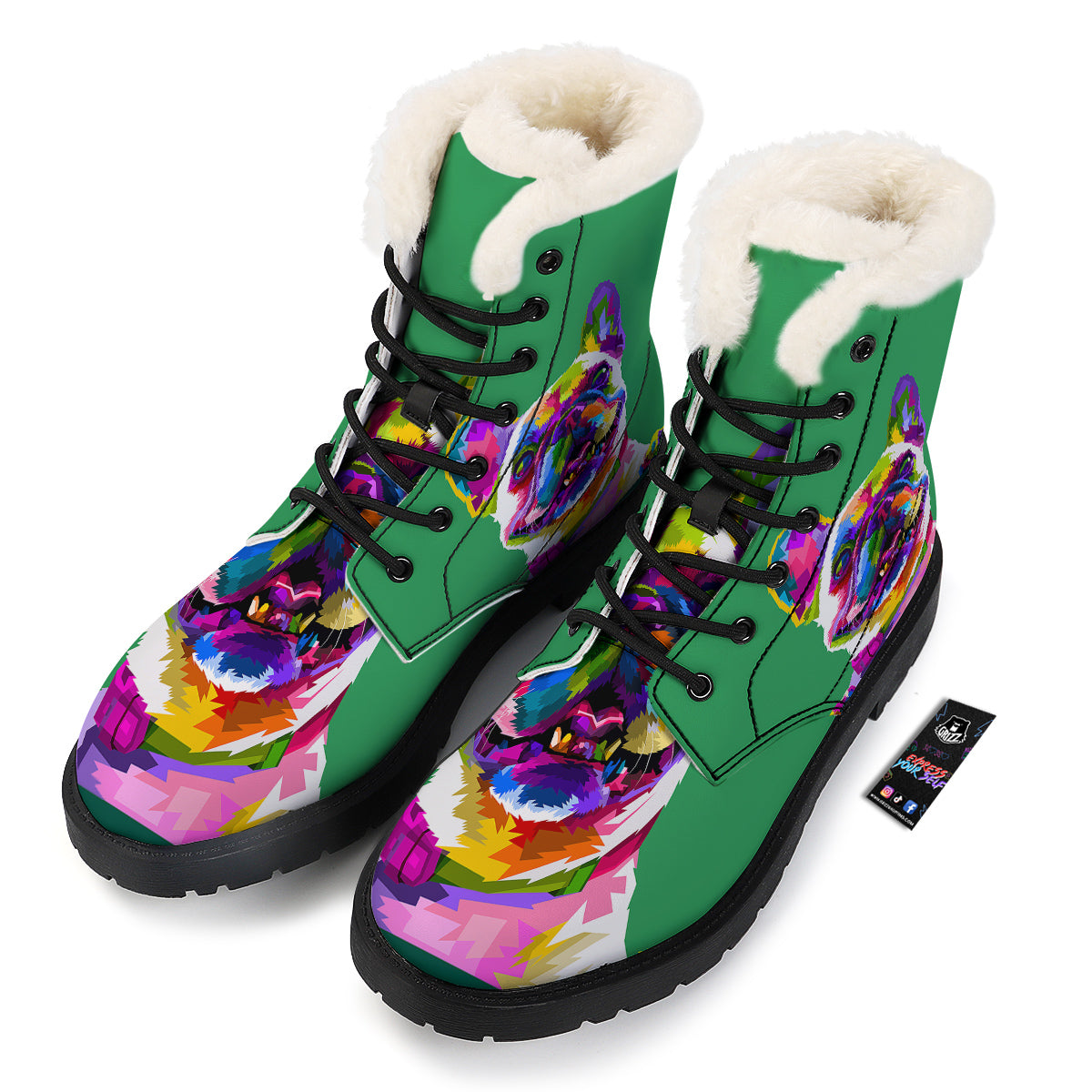 French Bulldog Coloful Print Winter Boots-grizzshop