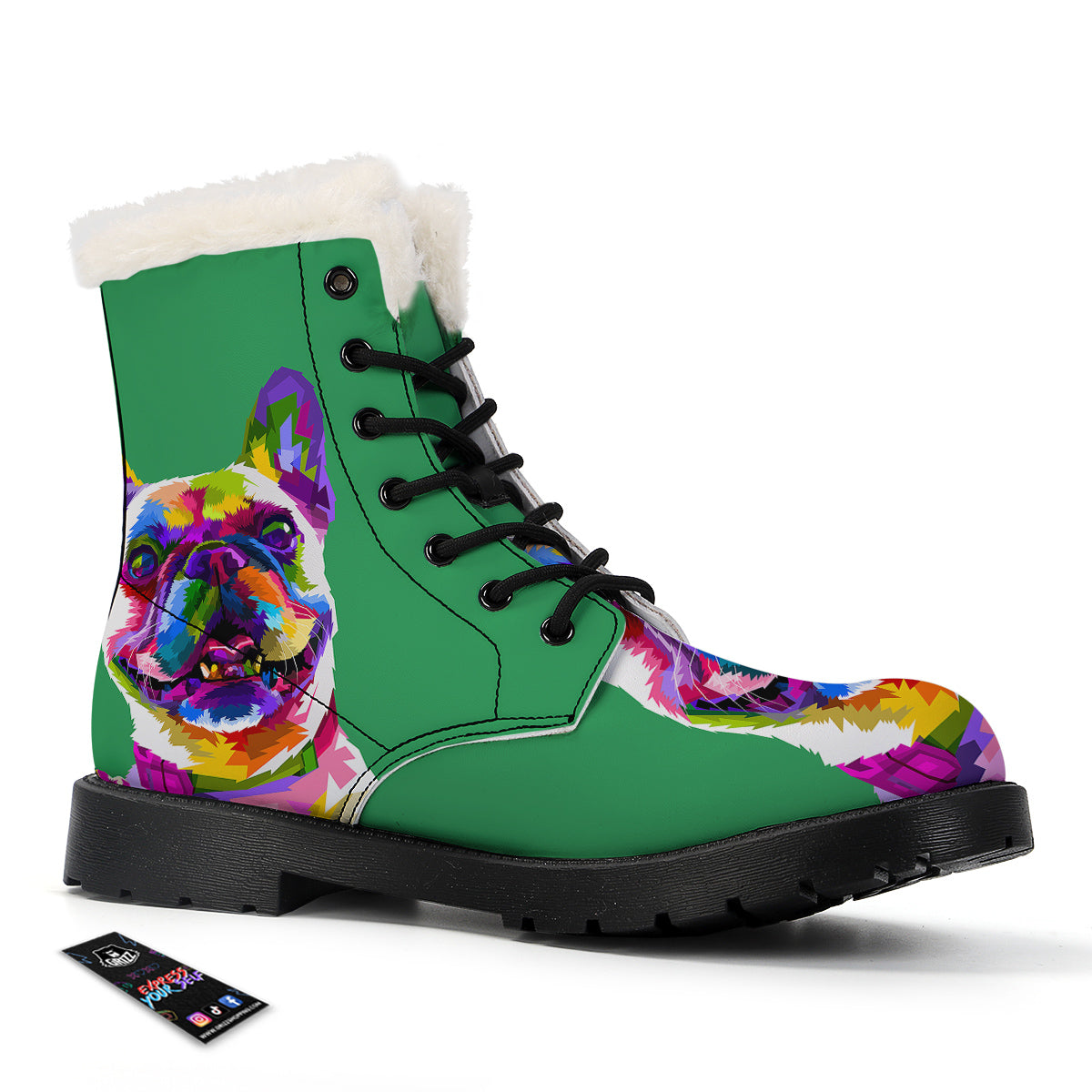 French Bulldog Coloful Print Winter Boots-grizzshop