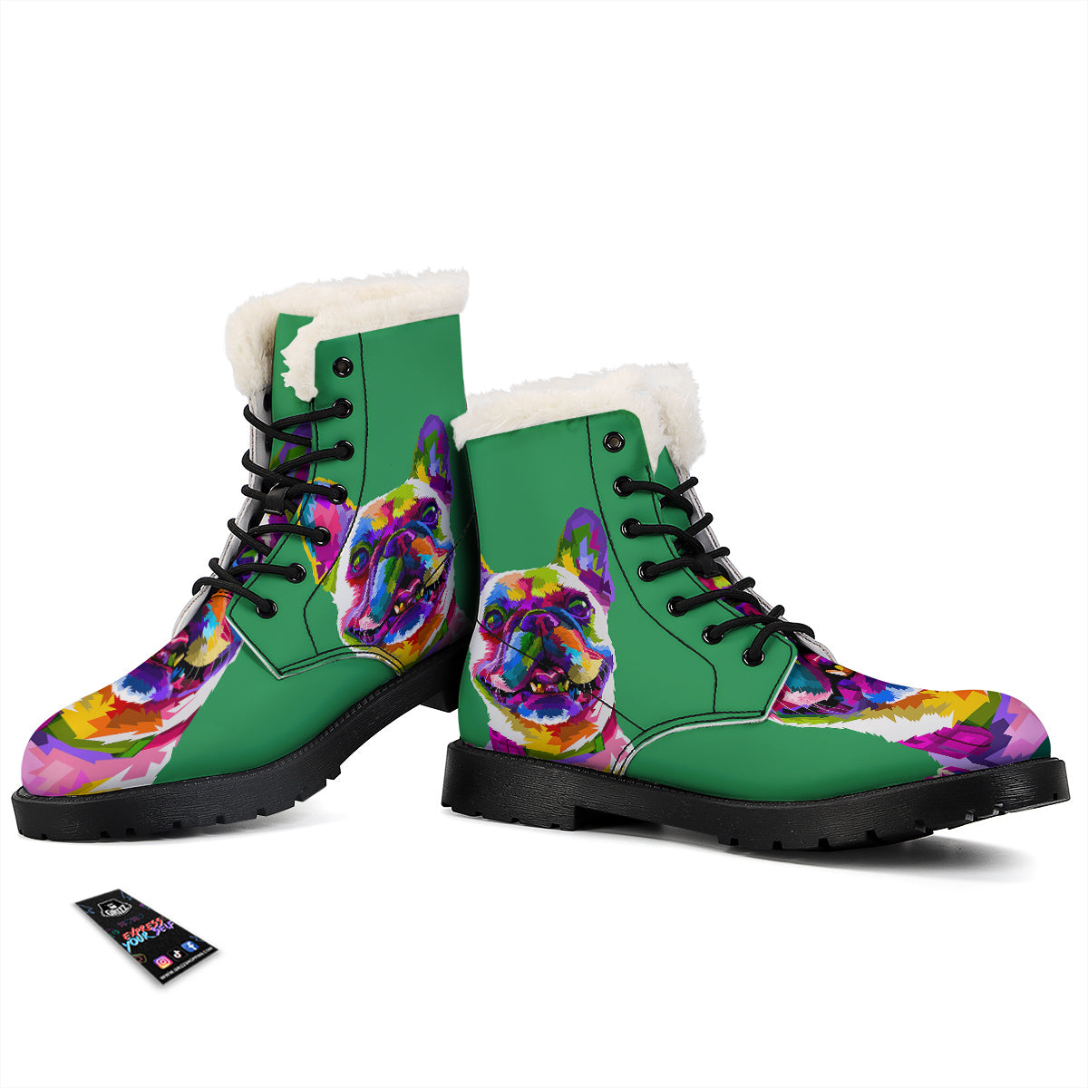 French Bulldog Coloful Print Winter Boots-grizzshop