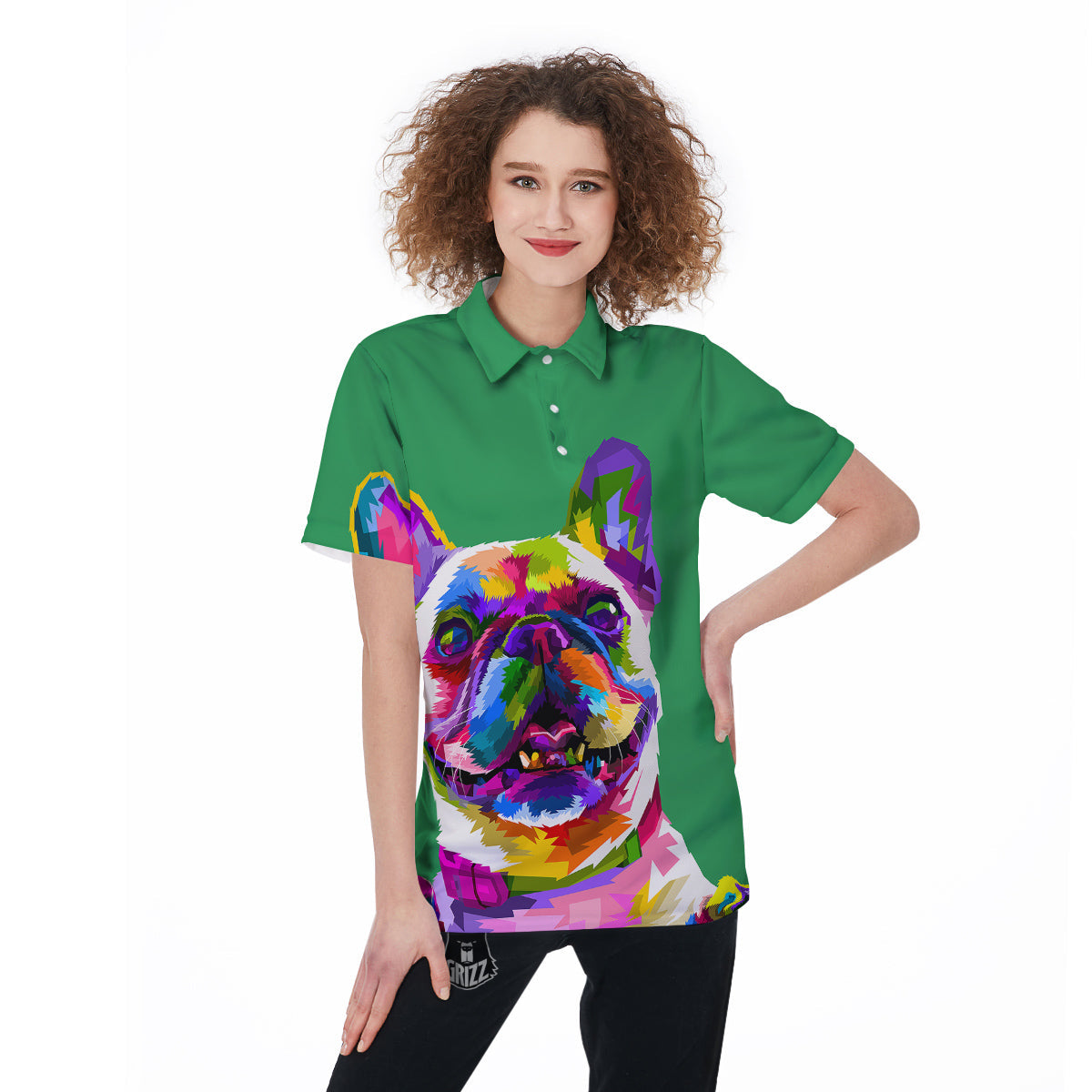 French Bulldog Coloful Print Women's Golf Shirts-grizzshop