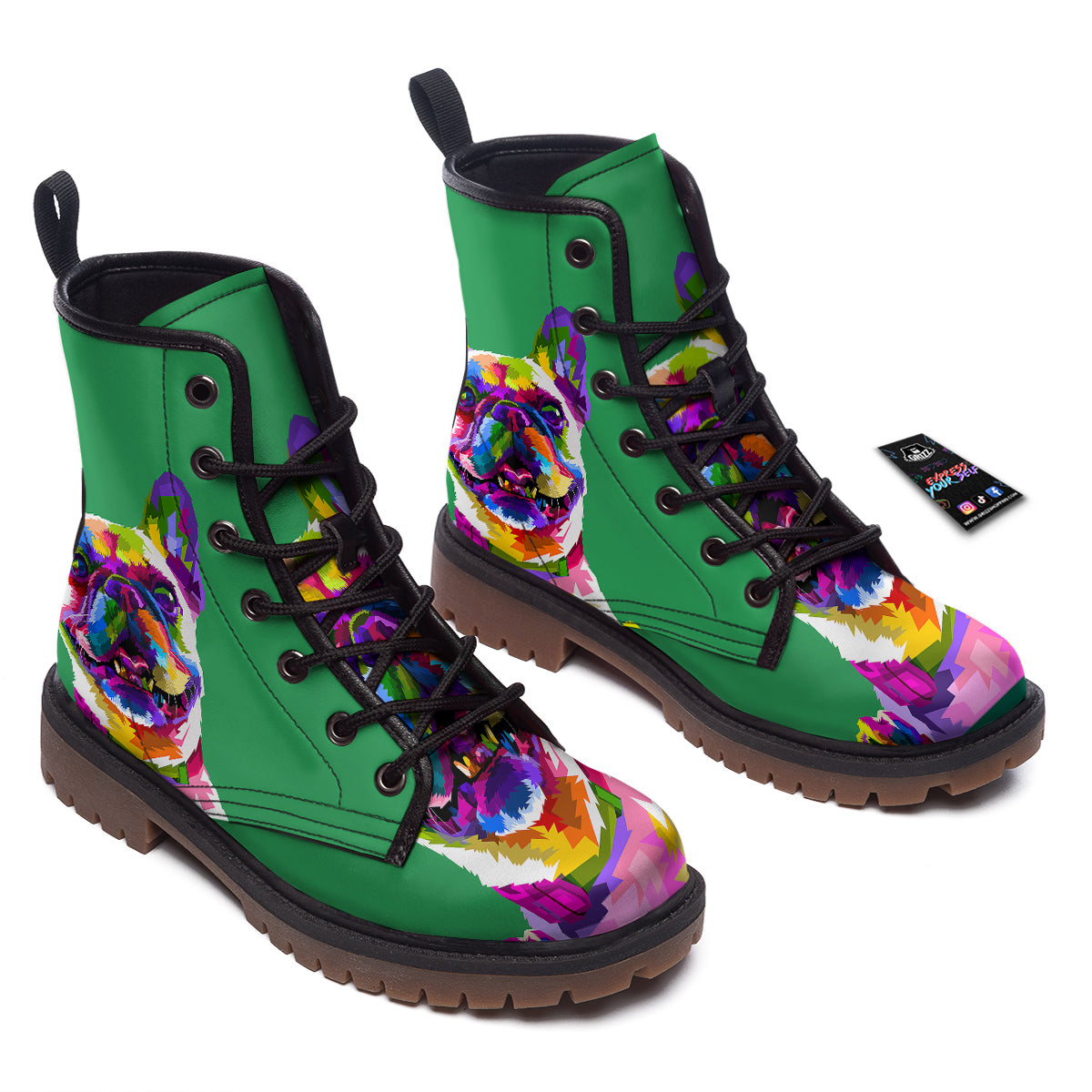 French Bulldog Coloful Print Work Boots-grizzshop