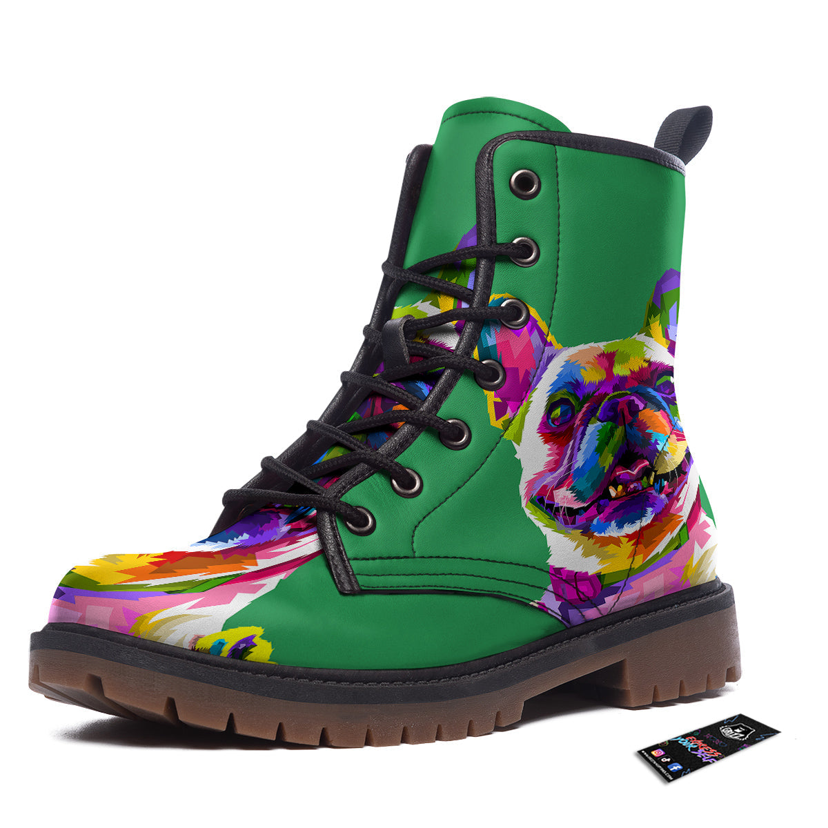 French Bulldog Coloful Print Work Boots-grizzshop