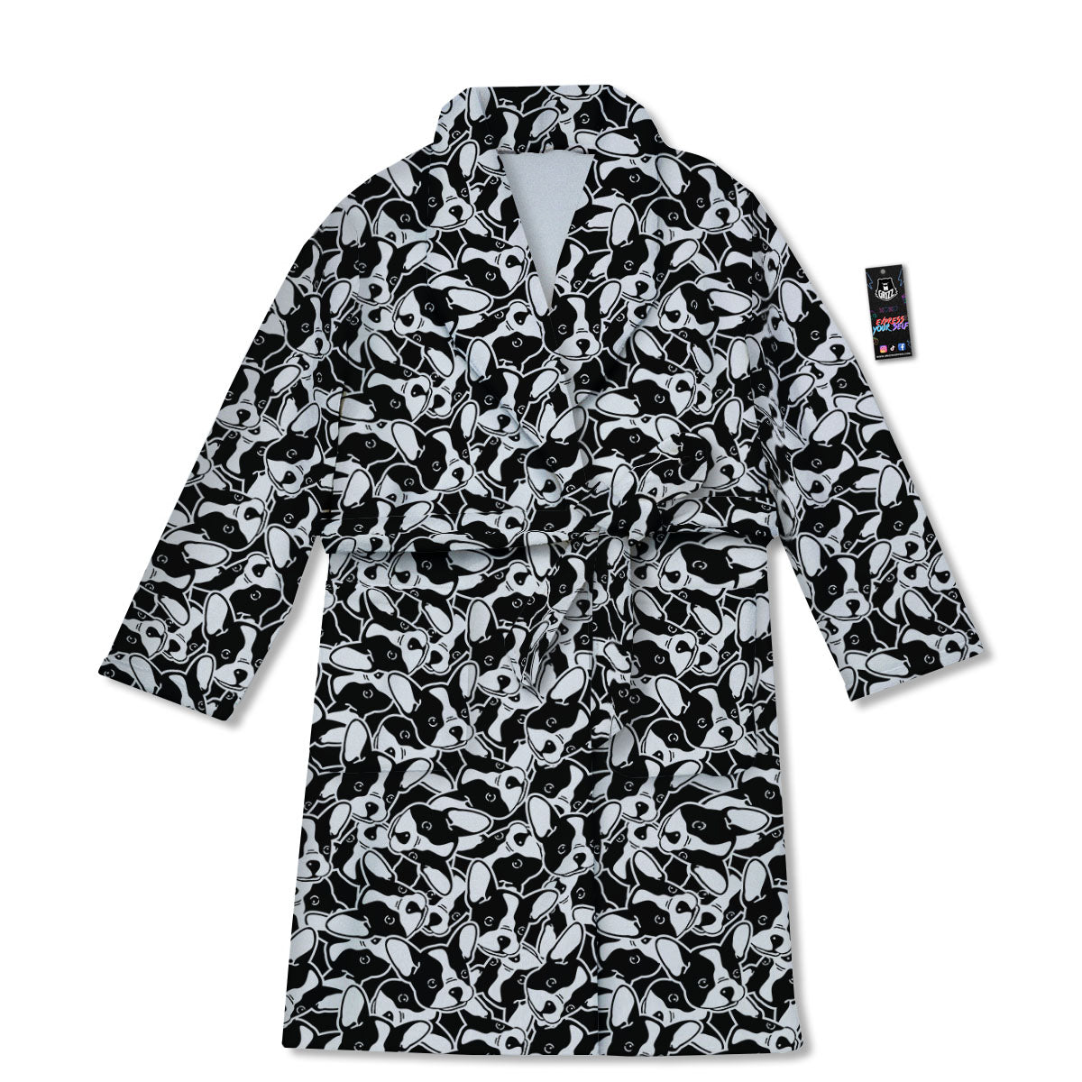 French Bulldog Faces Print Pattern Bathrobe-grizzshop