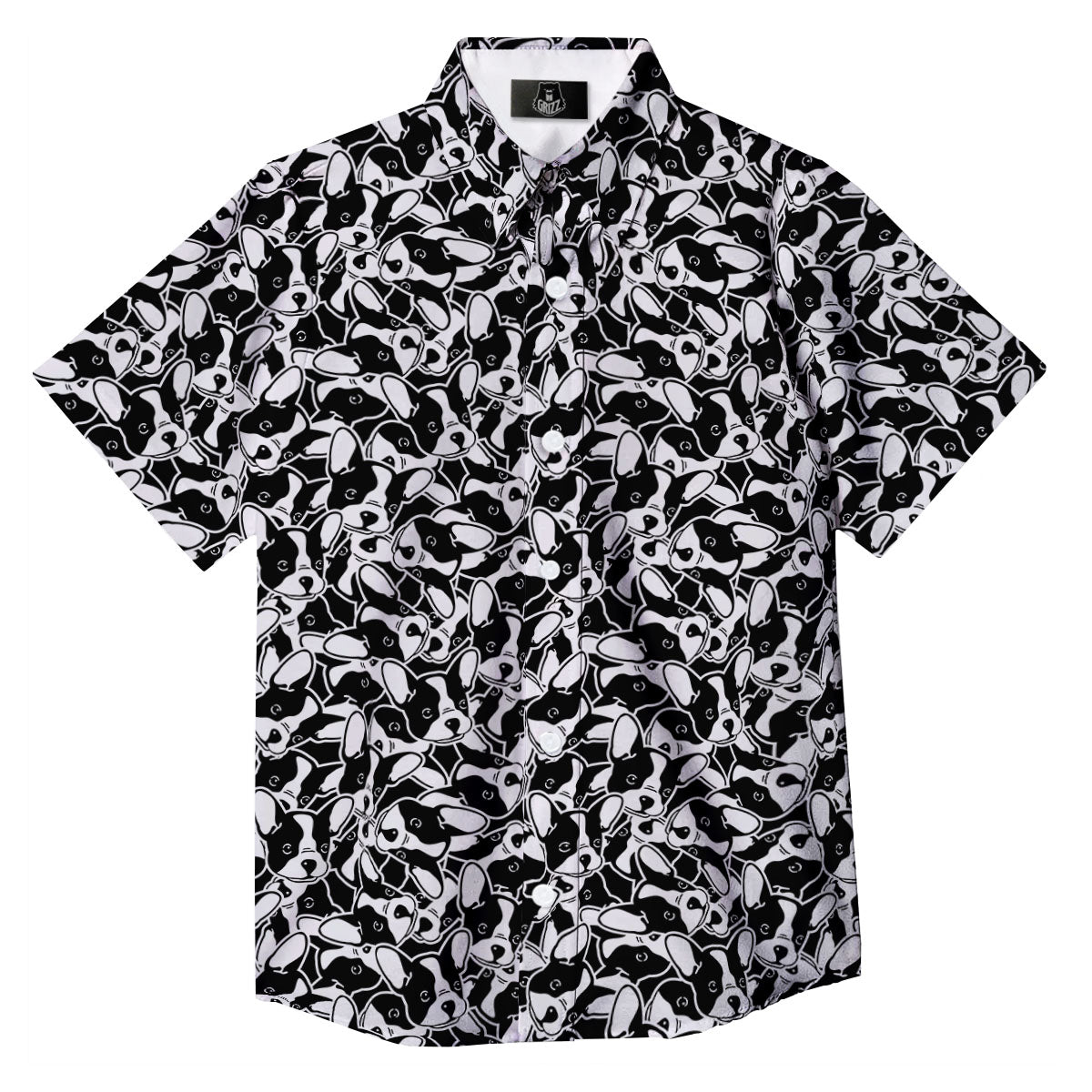 French Bulldog Faces Print Pattern Button Up Shirt-grizzshop