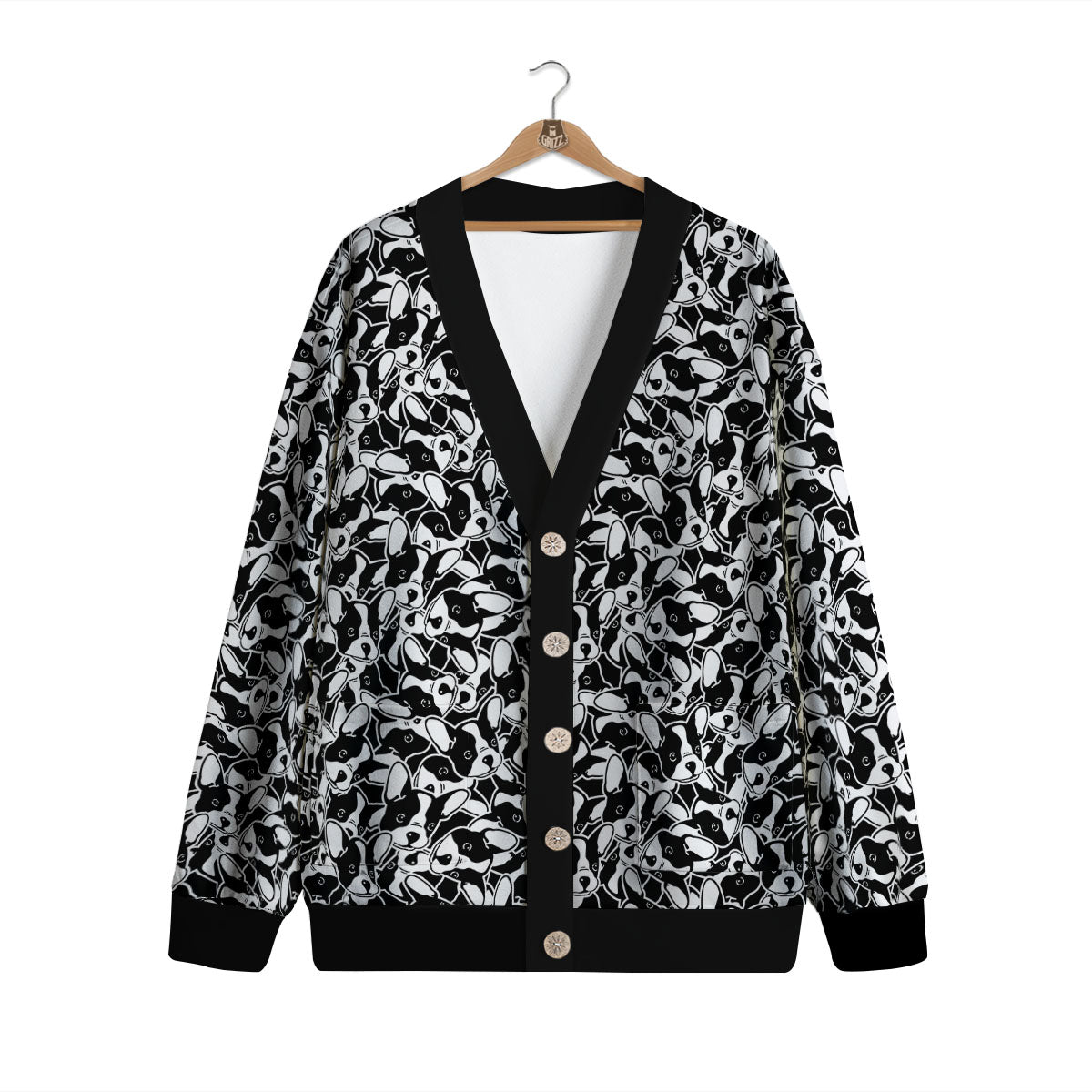 French Bulldog Faces Print Pattern Cardigan-grizzshop