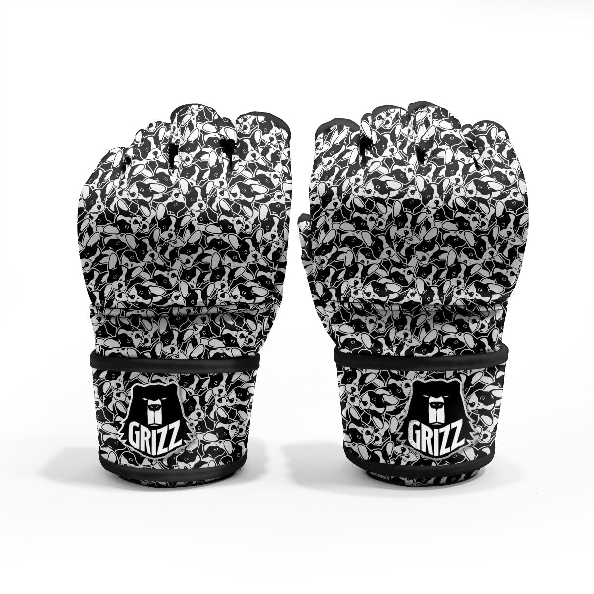 French Bulldog Faces Print Pattern MMA Gloves-grizzshop