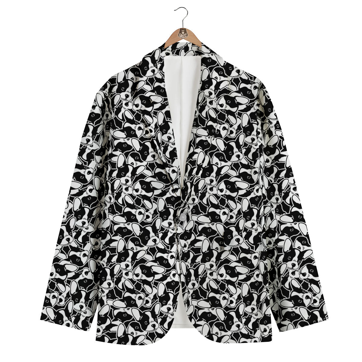 French Bulldog Faces Print Pattern Men's Blazer-grizzshop